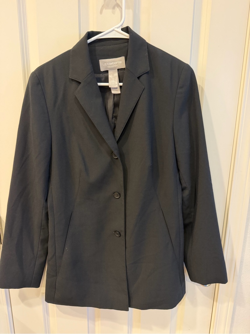 Liz Claiborne Women's Dark Black Notch Lapel Blazer